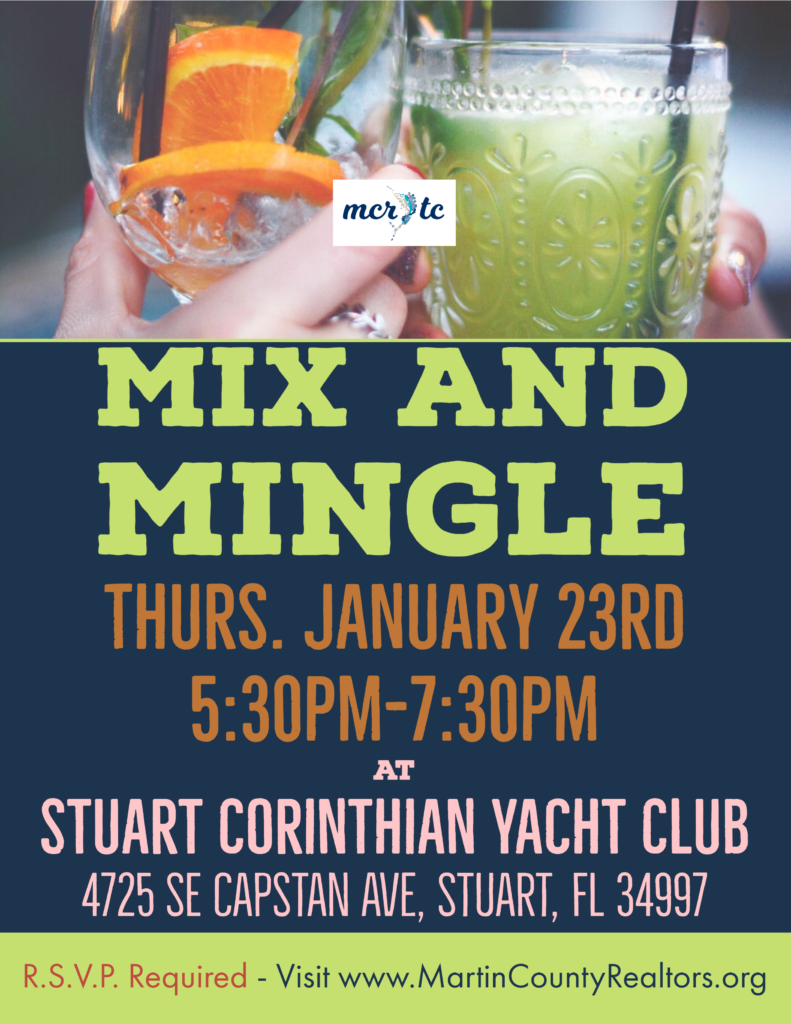 Mix and Mingle, Thursday Jan. 23, 2020 at Stuart Corinthian Yacht Club